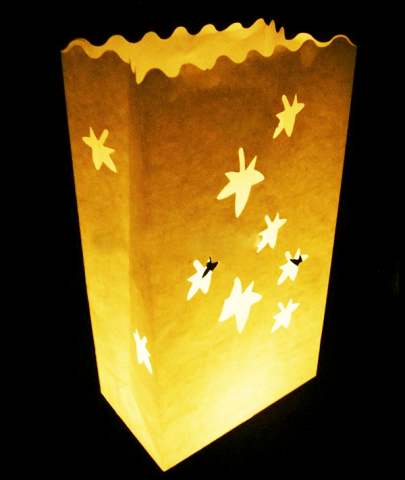 Yellow Lantern Tealight Candle Paper Bags - Leaves - Autumn Fall Party Decoration - 10 Pack